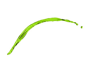 Splash of green water in air on white background