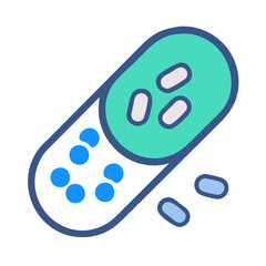 Colorful Pill Capsule Illustration with Contents on Black Background