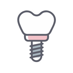 Dental Implant Icon for Dentistry or Oral Surgery