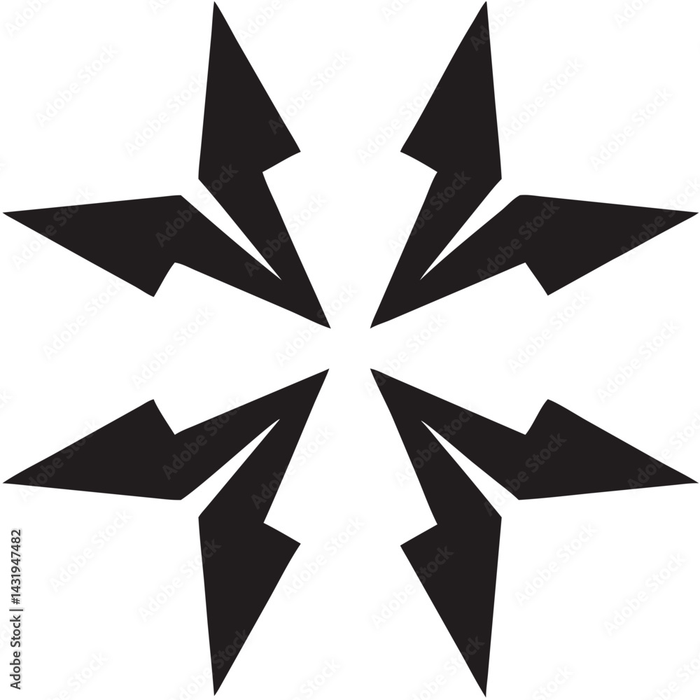 Poster a dynamic interplay of eight sharp arrows converging at the center, creating a sense of focused ener