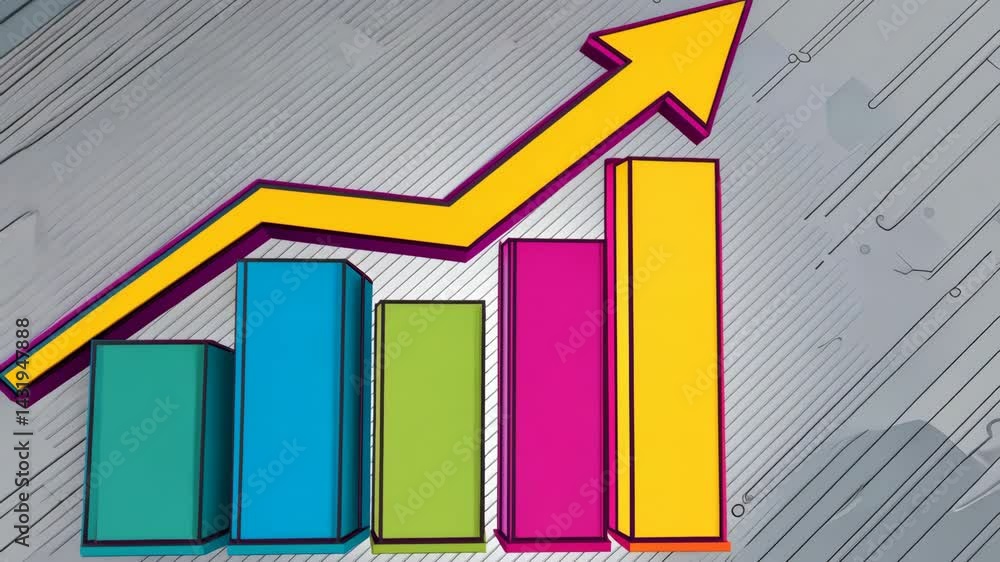 Aufkleber colorful bar graph showing upward growth and success in business trends and analysis.