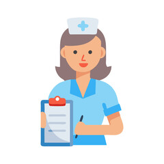 Nurse holding clipboard in cartoon vector illustration