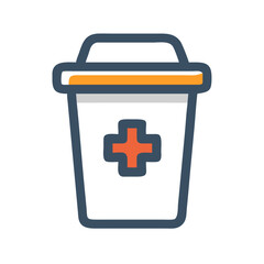 Medical Waste Container Illustration in Blue and Orange
