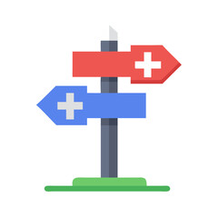 Fototapeta premium Medical Direction Sign Post with Crosses, Healthcare Concept