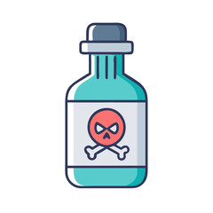 Cute Cartoon Style Poison Bottle with Skull Symbol