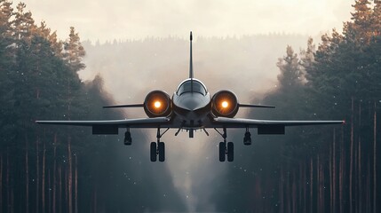 Futuristic space fighter plane soaring above gigapixel landscape digital art exciting atmosphere aerial perspective