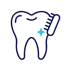 Toothbrush cleaning a shiny tooth for healthy gums