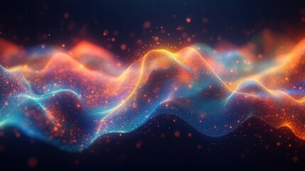 Obraz premium Colorful waves of light swirl and shimmer in a mesmerizing digital display