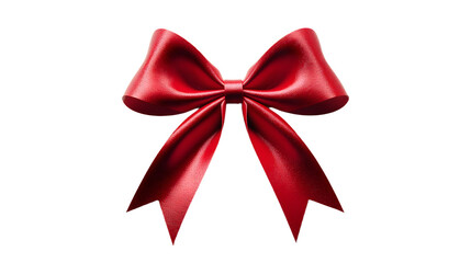 Fototapeta premium Vivid red ribbon bow knot ornament, present gift, celebration , cut out transparent