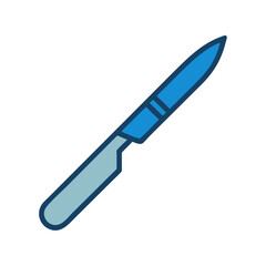 Blue Scalpel Icon on Black Background Illustration