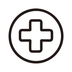 Medical Cross in Circle Icon Black and White