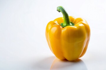 Vibrant Yellow Bell Pepper Close-up, Isolated on White Background,  Perfect for Food Photography and Cookbook Illustrations