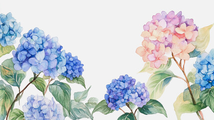 Elegant wedding invitation card background . Minimal hand painted watercolor Hydrangea flowers texture template background. Design for wedding, vip cover, poster, rsvp moderncard.Valentine's Day