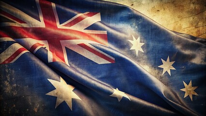 Vintage Australian Flag Close-Up: Waving National Symbol, Patriotism,  HD Stock Photo