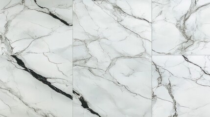 Fototapeta premium Luxurious white marble tiles showcase intricate black veining, perfect for stylish décor