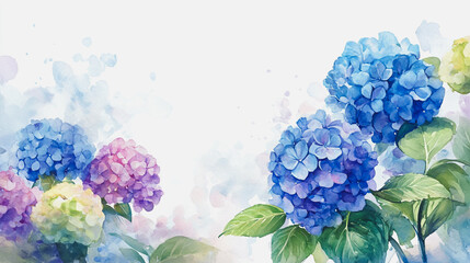 Elegant wedding invitation card background . Minimal hand painted watercolor Hydrangea flowers texture template background. Design for wedding, vip cover, poster, rsvp moderncard.Valentine's Day