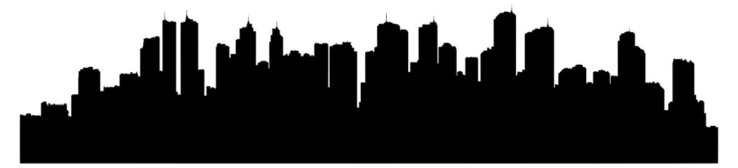 Fototapeta premium black silhouette of a big city or panorama or skyscrapers without background