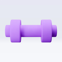 Purple, violet Dumbbell Realistic icon, 3d render. Isolated on white backround. Sport And Fitness design set. Vector illustration for shop, flyer, banner, web, advertising, sale