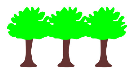 Tree vector set, collection of trees image with dense green leaves, natural tree plant design element for forest or gardeN