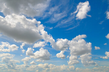 Fantastic soft white clouds and blue sky.