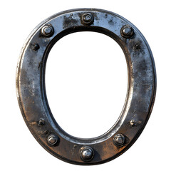 Obraz premium Metal decorative horseshoe isolated on transparent background. Horseshoe as symbol of luck for design.