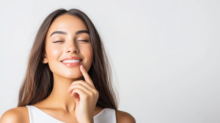 Luxurious beauty editorial shot of a radiant model with natural glow for skincare campaign