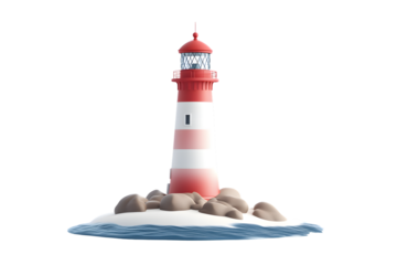 A striking beacon standing tall on a rocky island surrounded by the ocean ideal for themes of