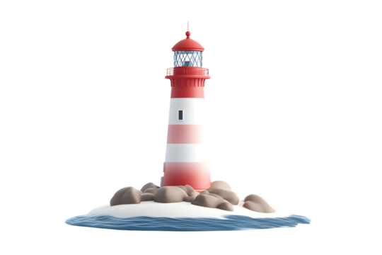 A striking beacon standing tall on a rocky island surrounded by the ocean ideal for themes of