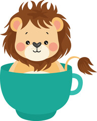 Cute Lion Relaxing in a Teacup.cdr