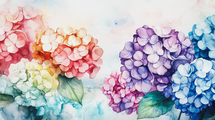 Elegant wedding invitation card background . Minimal hand painted watercolor Hydrangea flowers texture template background. Design for wedding, vip cover, poster, rsvp moderncard.Valentine's Day