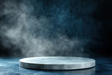 Abstract Gray Circle Platform on Dark Background