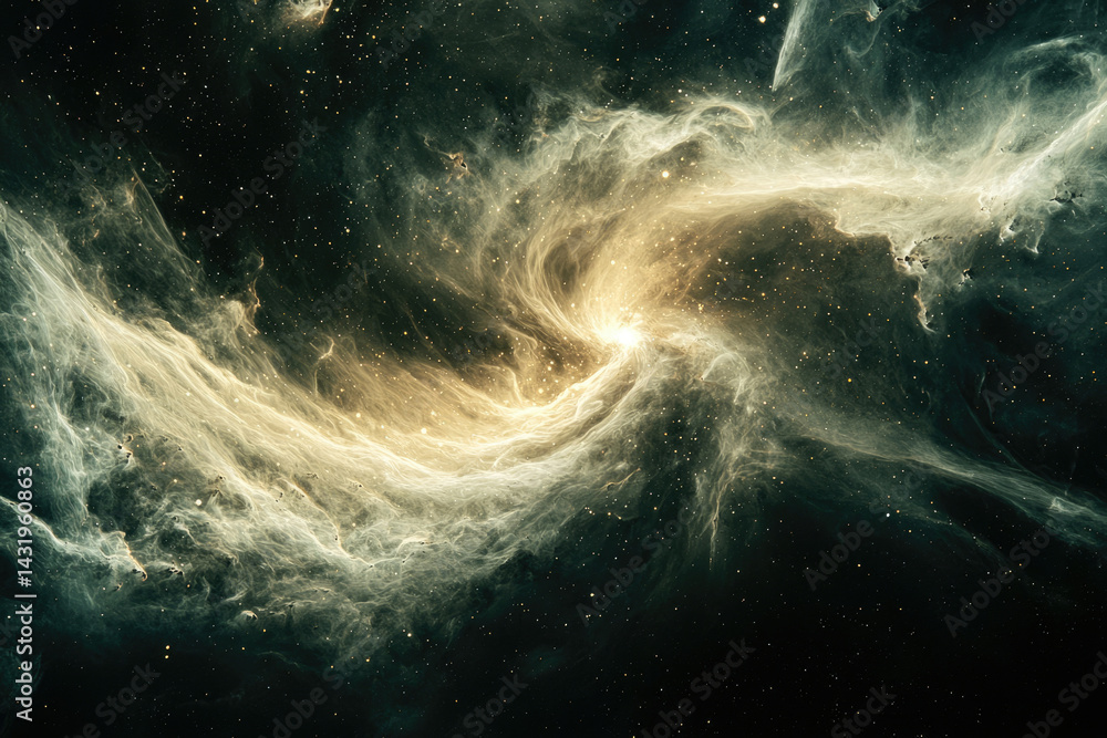 Poster swirling cosmic clouds of gas and dust, illuminated by distant stars, create a breathtaking celestia