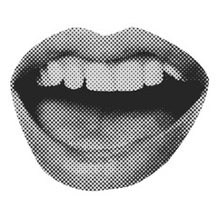 Halftone mouth clipping element for collages ads posters