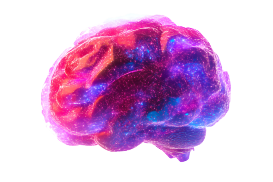 Abstract Brain Neural Network Pink Purple Galaxy AI Technology Concept Digital Art SciFi