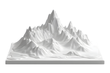 Abstract White Mountain Landscape Sculpture on Black Background