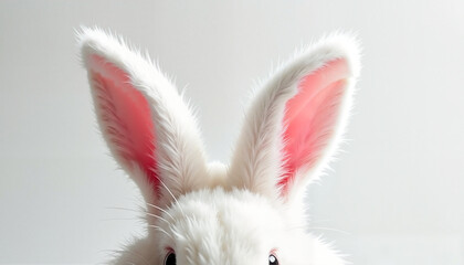 Obraz premium Fluffy white bunny ears with pink interior, soft elegance