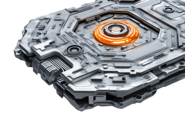 Advanced Technology Futuristic Machine Component Glowing Orange Core