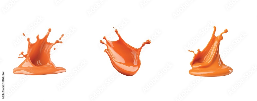 Poster vibrant orange paint splash captures dynamic movement in unique abstract form