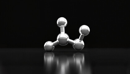 Polished silver molecular structure on black background, chemical elegance