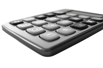 CloseUp of a Modern Calculator with Numeric and Function Keys on a Dark Background
