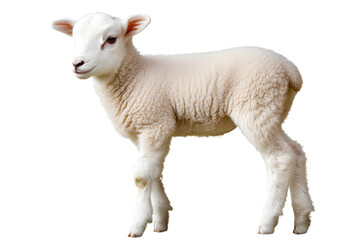 Fototapeta premium Cute baby lamb isolated on a transparent background