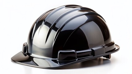 Naklejka premium Vintage Style Black Construction Helmet on White Background: Safety First in Construction Industry