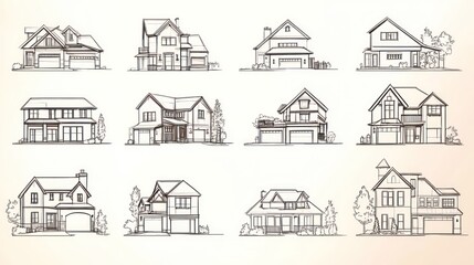 Suburban House Sketches Architectural Designs