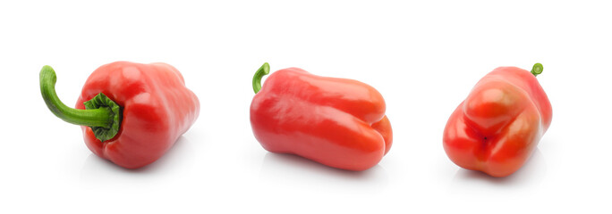 Fresh red bell pepper or paprika isolated on white background