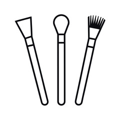 Makeup Brushes Outline Drawing