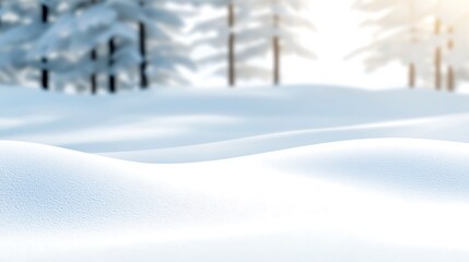 Sunlit Snowy Clearing in a Tranquil Winter Forest