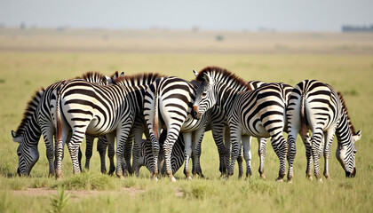 Obraz premium Zebras Grazing in the African Savanna