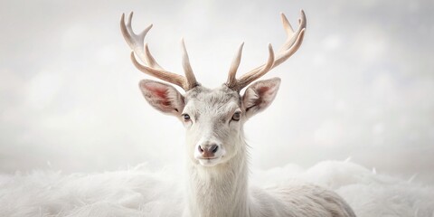 Vintage White Deer Photography: Elegant Fawn in Studio Setting