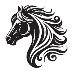 Horse Head Silhouette Vector Illustration White Background