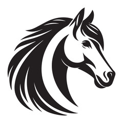 Horse Head Silhouette Vector Illustration White Background